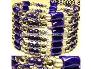 36inch Navy Blue Plastic ,Glass,Magnetic Wrap Bracelet Necklace All in One Set